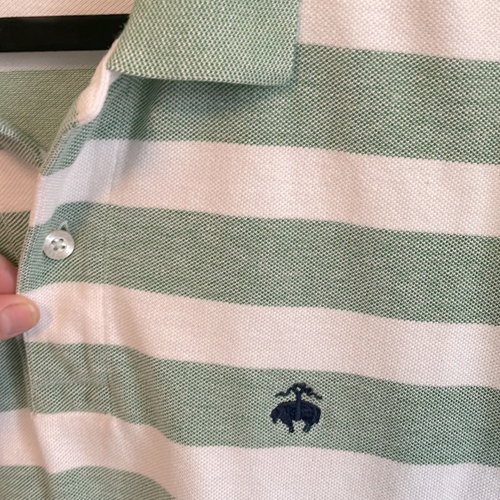 Brooks Brothers Short Sleeve Green Striped Polo Mens Size L - Large
